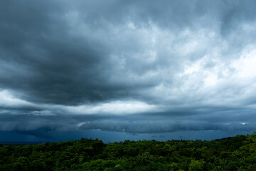 Obraz premium Storm clouds with the rain. Nature Environment Dark huge cloud sky black stormy cloud