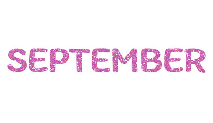 Pink glitter SEPTEMBER Letters Icon. September sign. Design for decorating, background, wallpaper, illustration.