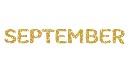 Gold glitter SEPTEMBER Letters Icon. September sign. Design for decorating, background, wallpaper, illustration.