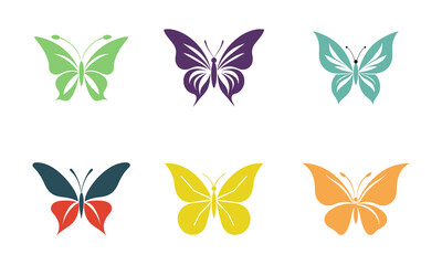Fototapeta na wymiar Set of beautiful butterfly icon isolated on a white background. Vector illustration