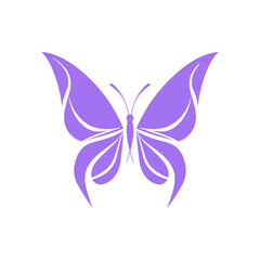 Fototapeta na wymiar Butterfly icon. Silhouette design. Purple butterfly vector illustration