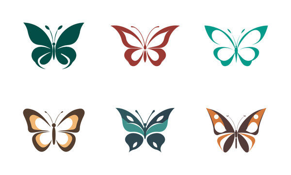 Set of beautiful butterfly icon isolated on a white background. Vector illustration