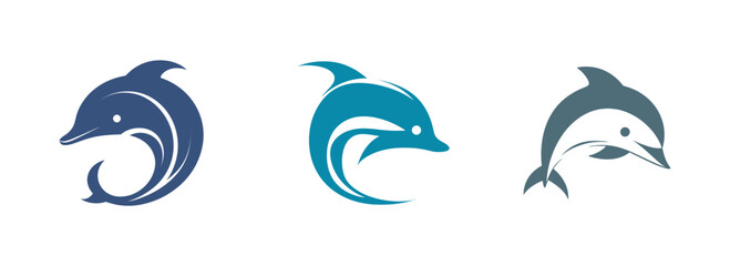 Obraz na płótnie Canvas Vector dolphin logo template icon illustration design. Dolphin logo concept