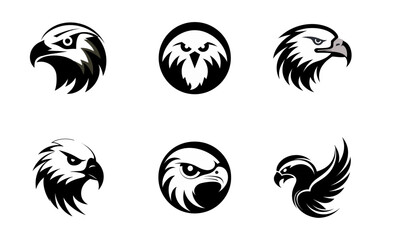 Obraz premium Set of eagle head logo template vector icon illustration design
