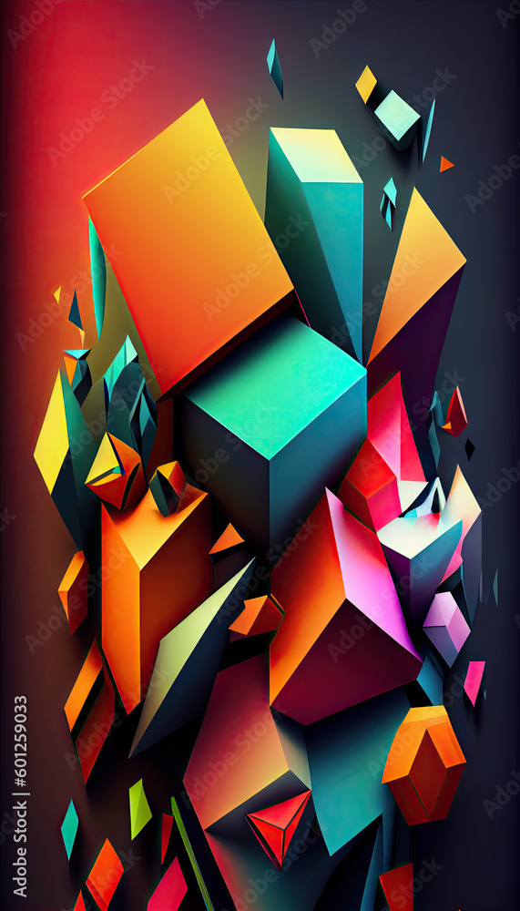 Poster abstract geometric backgrounds full color generative ai