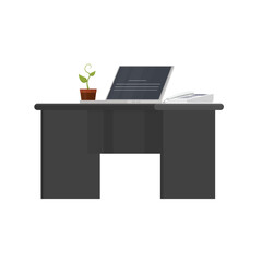 Computer desk with laptop. Workplace with a computer, vector illustration