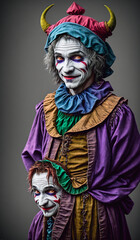 Portrait of the creepy jester. Generative AI