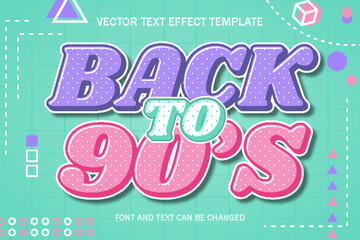 back to 90 typography editable text effect font style lettering template retro style geometric abstract background wallpaper design