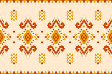 Ethnic ikat seamless pattern in tribal. American, Mexican style. Aztec geometric ornament print. Design for background, wallpaper, illustration, fabric, clothing, carpet, textile, batik, embroidery.