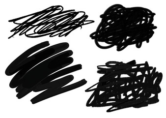 Black Scribbles Doodle Set Marker Texture Graphic Element Hand Drawn PNG Isolated  Abstract Object