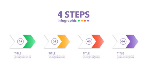 Business infographics in the form of four numbered arrows. Vector illustration.