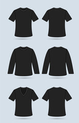 T shirt Black Mockup Set with Outline