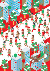 マラソン　アイソメトリック　線なし　タテ　クリスマス