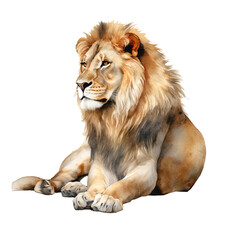 Obraz na płótnie Canvas Lion, lion cartoon watercolor clipart, lion clipart, clipart material for children, lion close-up, lion illustration, cartoon lion series clipart