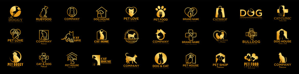 Dog Cat Pet Shop icon set Vector Logo design .This logo could be use as logo of pet shop, pet clinic