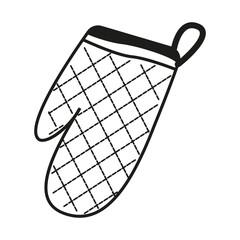 Vector image of the Pot holder in Doodle style. Kitchen mitt for hot dishes. A device for cooking food.