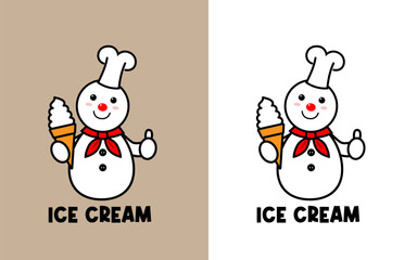 snowman ice cream logo vector design