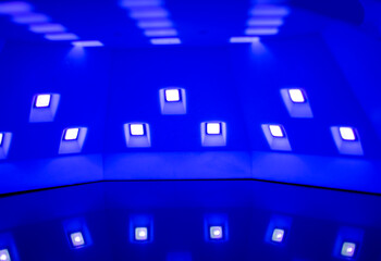 Ultraviolet Lamps in the Dark. UV lamps light up the whole screen. UV Lamps for Disinfection.