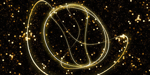 warped curve background abstract golden light bokeh sparkle 3d illustration