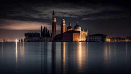 Fototapeta na wymiar San Giorgio Maggiore Venice Italy. Generative Ai Art Illustration