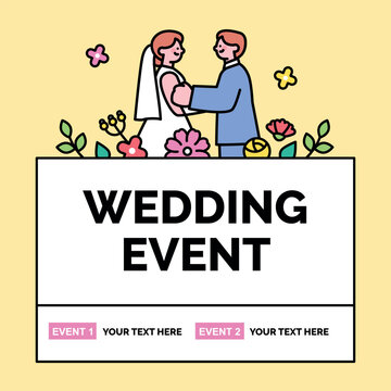 wedding day. Wedding event fair poster design template.