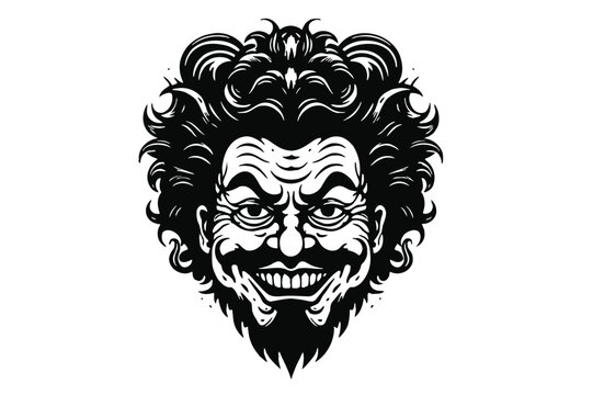 horror joker face tatto logo mascot
