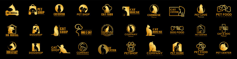 Dog Cat Pet Shop icon set Vector Logo design .This logo could be use as logo of pet shop, pet clinic