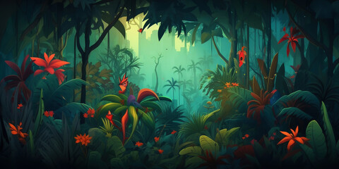 Obraz na płótnie Canvas Deep tropical jungles. Dense forest landscape. Generative AI