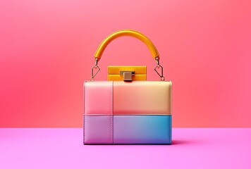 a pink handbag with a pink handle and pink color background, generative ai - obrazy, fototapety, plakaty