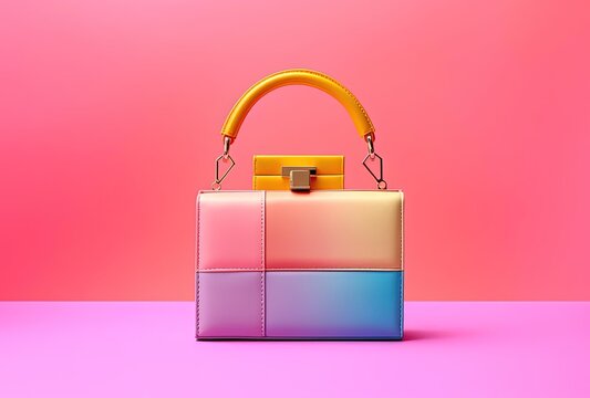 a pink handbag with a pink handle and pink color background, generative ai