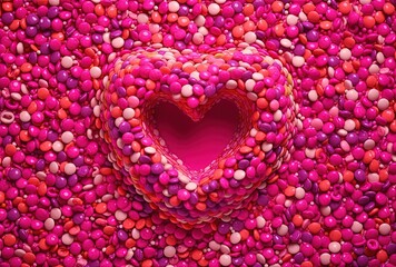 a pink heart is surrounded by pink sprinkles, generative ai