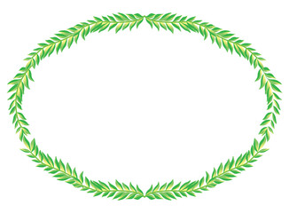 ヤシの葉の楕円形のオーナメント｜フレーム、飾り罫イラスト