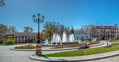 Naklejka premium Fountain on the Theater Square in Odessa, Ukraine