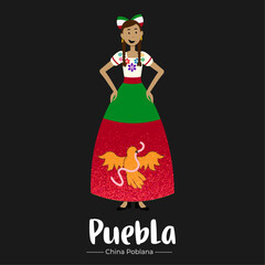 Traje típico de méxico de mujer del estado de Puebla
