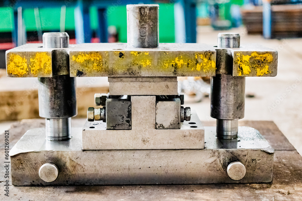 Poster an element of a lathe for fixing a metal part for processing. industrial processing of metal product