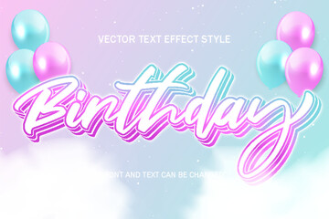 birthday party theme typography editable text effect style serpentine ribbon sparkling template