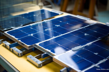 panel industry renewable equipment manufacturing solar technology engineering energy production. Generative AI. - obrazy, fototapety, plakaty
