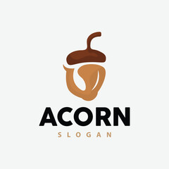 Acron Logo, Premium Design Simple Vintage Retro Style, Vector Oak Nuts Acorns, Icon Symbol Illustration Template