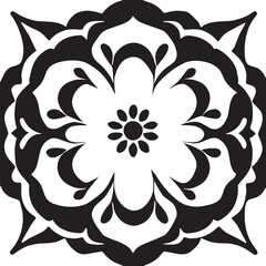 Flower clipart vector design black and white