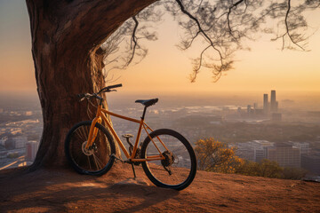 Plakat bicycle on the hill, Generative AI
