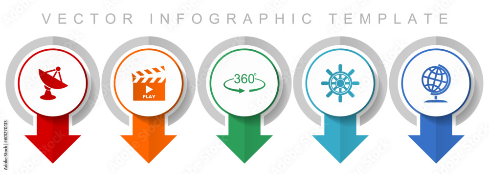 Poster communication icon set, miscellaneous pointer icons such as satellite antenna, cinema, 360 degree, s