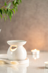 Ceramic Candle Aroma oil lamp with essential oil bottle. Scented lamps.Atmosphere of meditation