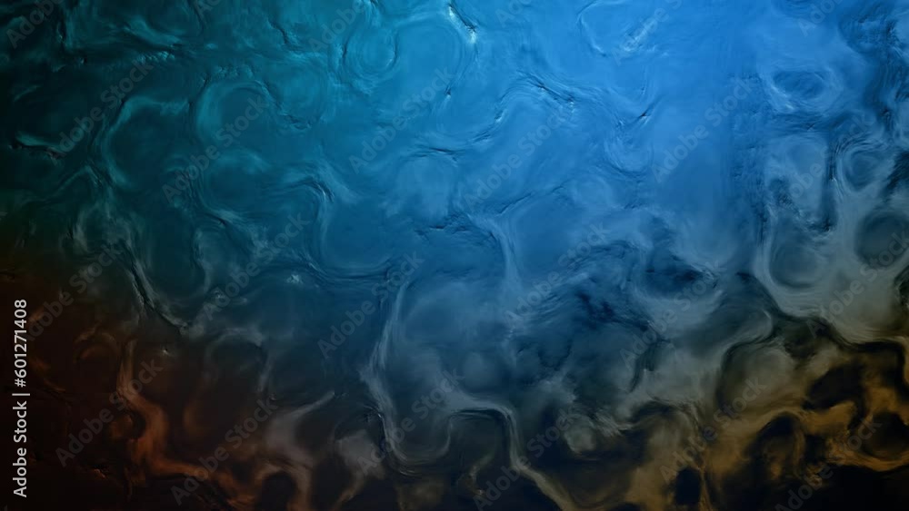 Poster blue or cyan and orange abstract bio contour forms bokeh bg - loop video