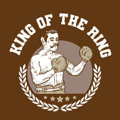 King of the Ring Vintage Boxer Illustration Style Design