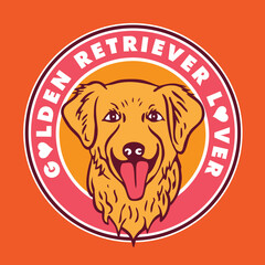 Golden Retriever Lovers Dog Emblem Logo Style Design