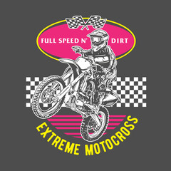 Motocross Extreme Sport Illustration Poster Style Vector Design