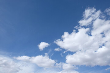 White clouds and clear sky over the Grand Canyon 