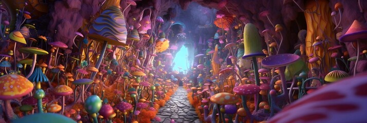 Colourful mushrooms world 