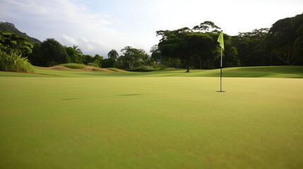 Obraz premium Golf course at sunny day. Generative AI