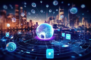 Obraz premium World of contactless technologies. Generative AI